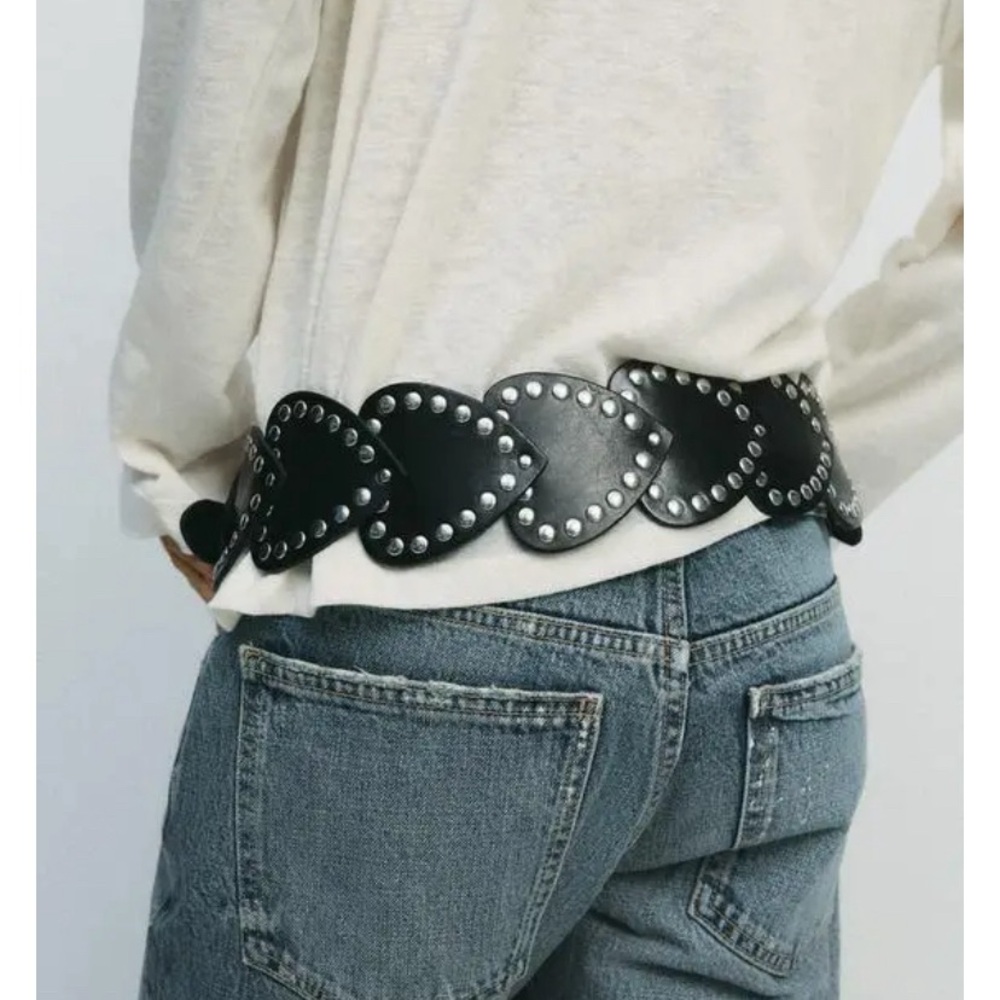 Zara Black Heart Studded Belt